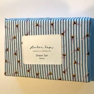 London Kaye Cafe Espresso Martini 4 pc Queen Sheet Set New